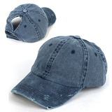TOPTIE Vintage Distressed Washed Cotton Ponytail Baseball Cap Messy High Bun Dad Hat for Women