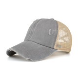 TOPTIE Distressed Vintage Ponytail Cap Messy High Bun Washed Cotton Hat Adjustable Mesh Trucker Baseball Cap