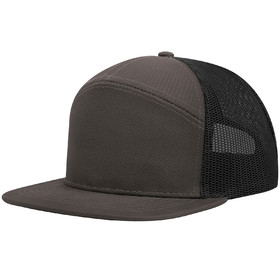 TOPTIE 7 Panel Trucker Cap Adjustable Snapback Flat Bill Mesh Back Hip Hop Hat
