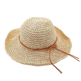 TOPTIE Women's Foladable Bohemia Wide Brim Crocheted Straw Hat Summer Beach Sun Cap