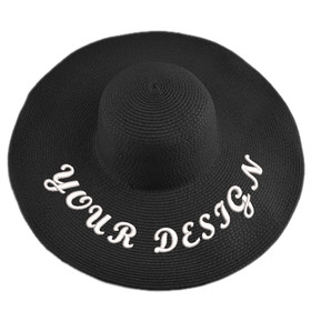 TOPTIE Custom Embroidery Women Wide Large Brim Cap Floppy Fold Summer Beach Sun Straw Hat