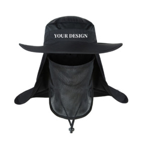 TOPTIE Custom Printing Neck&Face Flap Hat Wide Brim Mesh Bucket Hat Sun Protection Hat for Men Women