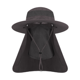 TOPTIE Wide Brim Mesh Bucket Sun Hat Adjustable Neck&Face Flap Cap Fishing Boonie Hat w/ Face Cover