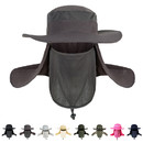TOPTIE Unisex Summer Outdoor Wide Brim Mesh Bucket Sun Hat Adjustable Neck&Face Flap Cap Fishing Boonie Hat w/ Face Cover