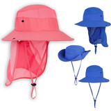 TOPTIE Kids Unisex UV Sun Protection Hat W/ Removable Neck Flap & Adjustable Chin Strap,Wide Brim  Flap Sun Hat for Boys Girls