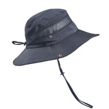 TOPTIE Mens Wide Brim Mesh Bucket Sun Hat Adjustable Fishing Boonie Hat w/ Chin Strap Cowboy Hat