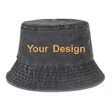 TOPTIE Custom Embroidery Washed Cotton Bucket Hat Packable Vintage Sun Hat UV Protection Outdoor Cap