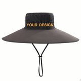 TOPTIE Custom Embroidery Super Wide Brim Summer Bucket Cap for Fishing Hiking with Chin Strap