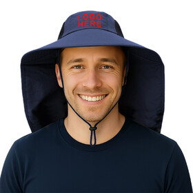 TOPTIE Sun Hat with Neck Flap Wide Brim Fishing Bucket Hat Adjustable Foldable Hat with Ponytail Hole