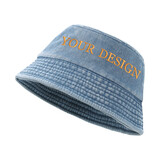 TOPTIE Washed Denim Bucket Hat Printed/Embroidered Packable Unisex Summer Cap for Beach, Fishing & Travel UPF 50+