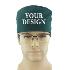 Custom Printing Cotton Scrub Cap with Sweatband Bleach Friendly Adjustable Tie Back Working Hat
