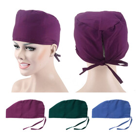 TOPTIE Working Cap with Sweatband Adjustable Cotton Scrub Cap Bouffant Cap Tie Back Hat Surgical Cap