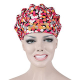Custom Embroidery Bouffant Scrub Hat with Sweatband, Adjustable Floral Print Working Cap, One Size Fits All