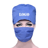 Custom Cotton Scrub Cap with Sweatband and Free Reusable Cotton Mask,Bleach Friendly Tie Back Premium Scrub Hat Mask Set