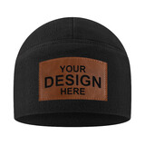 TOPTIE Custom Fleece Beanie Watch Cap Windproof Skull Cap with Leather Patch