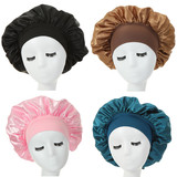 TOPTIE Satin Silky Sleep Bonnet Cap with Premium Wide Elastic Band,Head Cover for Natural Curly Hair