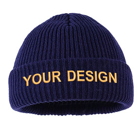 TOPTIE Custom Embroidery Cuffed Beanie Knit Hats for Teens, Winter Thick Warm Soft Toboggan Cap
