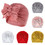 TOPTIE Baby Girls Turban Hats with bows, Turban Bun Knot Infant Baby Toddler Head Wrap Beanie Baby Girl Soft Cute Cap