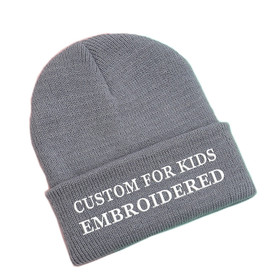 TOPTIE Custom Embroidery Toddler Kids Cuffed Knit Beanie Hat Winter Knitted Skull Hats for Baby Girls Boys