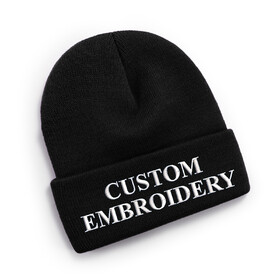 TOPTIE Custom Embroidery Cuffed Beanie Knit Hat Cold Weather Knitted Skull Hats for Men Women