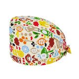 TOPTIE Gourd-Shaped Working Cap with Buttons Adjustable Sweatband Bouffant Hats Cute Printed Tie Back Hats