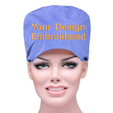 TOPTIE Custom Embroidery Working Cap with Buttons Bouffant Caps with Sweatband Adjustable Gourd-Shaped Tie Back Hats