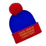 TOPTIE Custom Pom Pom Beanie Hat 2-Tone Long Embroidery Cuff Knit Winter Cap for Men & Women Costume & Daily Use