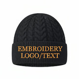 TOPTIE Customized Cable Knit Beanie with Ribbed Cuff Solid Color Unisex Winter Hat Soft Yarn Classic Cuffed Knit Cap for Men & Women