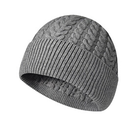 TOPTIE Cable Knit Beanie with Ribbed Cuff Solid Color Unisex Winter Hat Soft Yarn Classic Cuffed Knit Cap for Men & Women
