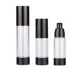 Muka 15ml/30ml/50ml Empty Transparent Airless Lotion Cream Pump Bottle with Black Cap