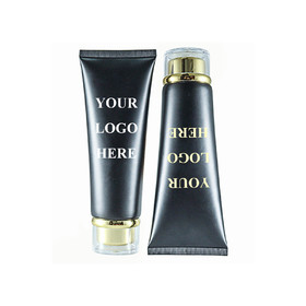 Customized 3.4OZ Black Plastic Squeeze Tubes Cosmetic Containers with Acrylic Twist Cap, One Color Silk Screen
