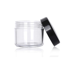 Muka Clear Plastic Jars with Black Plastic Lids PET Stackable Straight Sided Containers for Bathroom & Kitchen Storage, Slime & Cosmetics