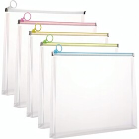 Muka 5PCS Transparent Zipper File Bag A4 Document Pouch PVC Storage Organizer for Office School Supplies