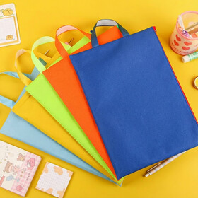 Muka A4 Canvas Zipper Document Bag Waterproof File Folder Organizer for School Office Supplies Multi Color