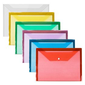 Aspire A4/Letter Size Plastic Envelopes Folders, 6 Colors File Envelopes with Snap Button Closure for Home School Office Document Organization