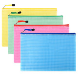 MUKA A4/A6 Mesh Zipper Pouch Document Bag, Waterproof Zip File Folders for School Office Supplies