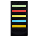 Aspire Hanging Wall Files Holder 5 Pockets with 2 Hangers Cascading, Pocket Chart File Folder Office Supplies Storage Organizer (Black)