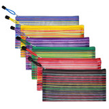 Aspire Zipper Pouch File Pocket Waterproof Zip Bags Document Folders for Organizing Storage with Colorful Stripes