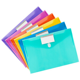 Aspire 6PCS Poly Document File with Label, A4 Size File Envelopes Folder for Office Home Travel