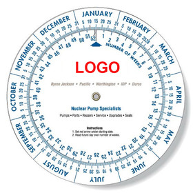 Custom 5" Diameter Date Finder Wheel, One Color Silk Screen Printing