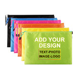 Personalized File Bags Zip Waterproof Document Holder, Zip Document Wallet, Mesh Zipper Bags Pencil Pouch Document Organizer, Heat Transfer Full Color Printing
