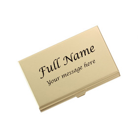 Muka Personalized Business Card Case Custom Aluminium Alloy Name Card Holder With Mirror, 3.7"L x 2.4"W x 0.4"H, Laser Engraved
