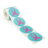 Pink Ribbon Breast Cancer Awareness Sticker, Blue, 250PCS/Roll, 2.5