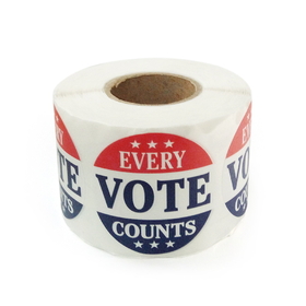 Officeship Every Vote Counts Stickers, 2" Dia, 500PCS/Roll - In Stock