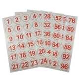 2 1/4" Round Water-Resistant Number Stickers, 24 Labels/Sheet