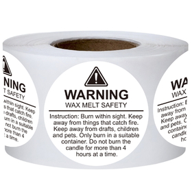Officeship 500 PCS 1.5 Inch Candle Warning Labels Candle Jar Labels Wax Melting Safety Labels