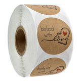Muka 1 Inch Kraft Baked with Love Stickers Bakery Label