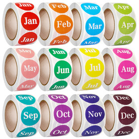 Muka 500 PCS 1" 12 Months of The Year Stickers Round Month Labels, Self Adhesive Monthly Sticker, Decorative Month Sticker