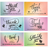 Muka 50 PCS Thank You Cards, Mini 6 Styles Thank You for Supporting Cards Notes Shopping Holographic Thanks Greeting Cards for Retail Store, 2