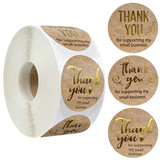 Muka 500 PCS Gold Kraft Thank You Stickers 1 Inch for Baking Packaging, Thank You Notes Gift Tag